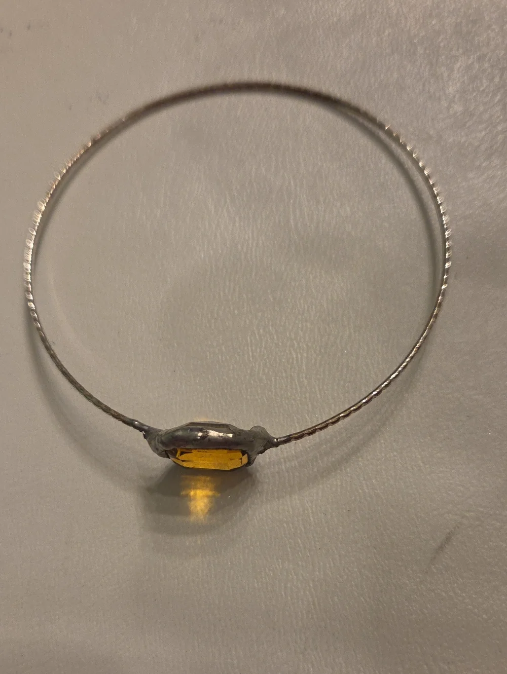 Handmade Citrine And Silver Bangle